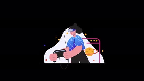 Modern Animated Illustration of Person in VR Gaming