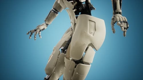 Scifi Robot Woman Animation in the Digital World of the Future