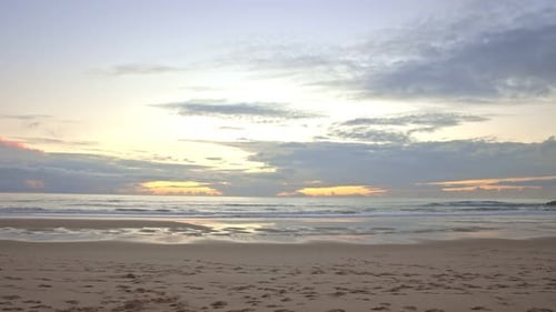 Wet Sea Beach at Early Sunset