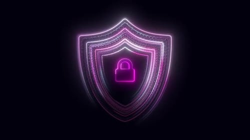 Security Shield Motion Speed Lines With Padlock V12