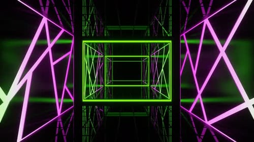 Lime And Pink Cyberpunk Movement On Elevator Background Vj Loop In 4K