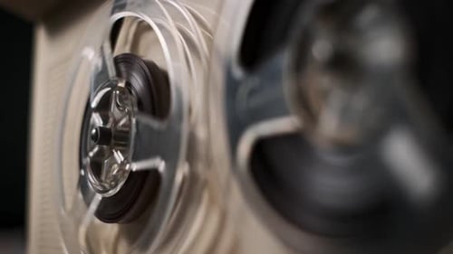 Vintage Reel-to-Reel Tape Recorder Spinning
