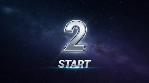 Futuristischer 3D-Countdown-Timer „3, 2, 1" mit tiefem kosmischen Weltraumhintergrund