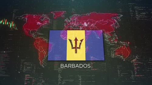 Barbados Stock Market Chart Background With Flag