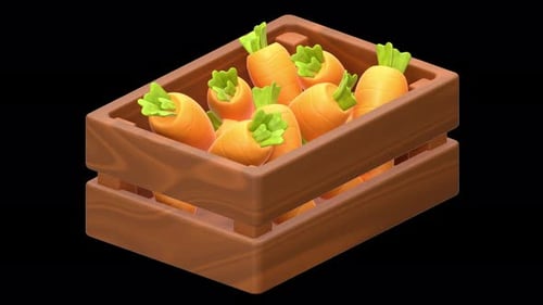 harvest carrots 3D Animation, Alpha Channel, Transparent Background