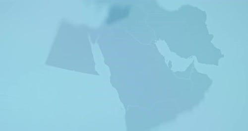 Animated Flat Design Map of Middle Eastern Countries
