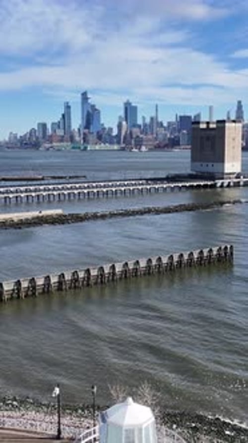 Hudson River Walkway At Jersey City In New Jersey United States.