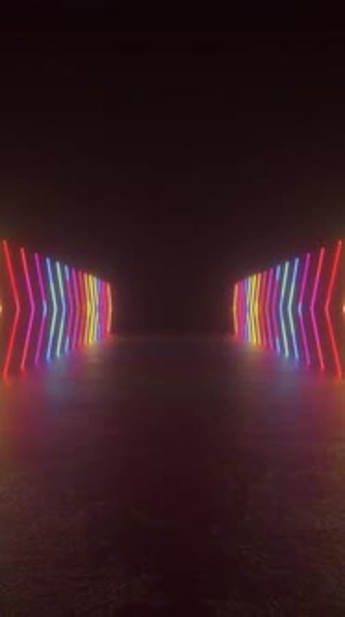 Abstract Neon Light Tunnel Loop Background