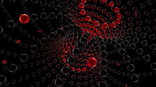 Padrões dinâmicos de caleidoscópio vermelho e preto para visuais musicais vibrantes