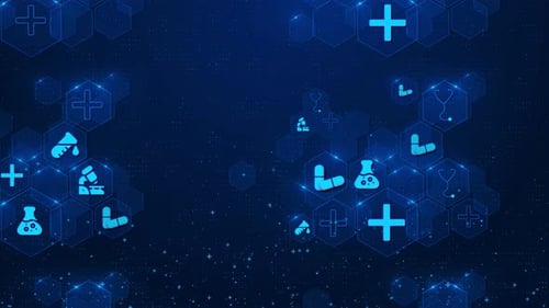 Futuristic Digital Healthcare Icons Background Loop