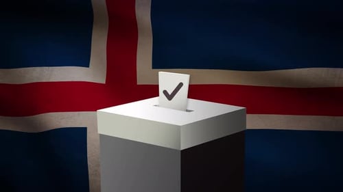 Casting vote into the ballot box during Iceland election