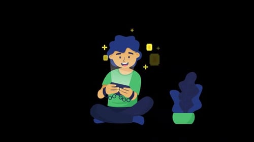 Character Playing Videogame Alpha Channel