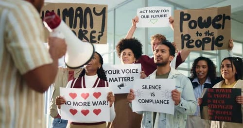 Young Adults Protest for Social Justice Indoors