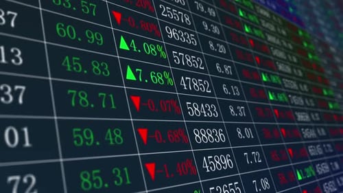 Financial Stock Market Data Board with Animated Numbers