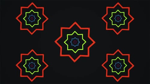 Colorful Concentric Star Geometric Pattern Loop Background