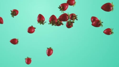 Colorful Strawberries Falling