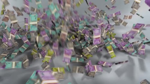 India Money - Rupee Stacked Money Falling - Indian Currency