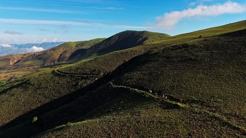 Trekking across a magnificent mountain landscape