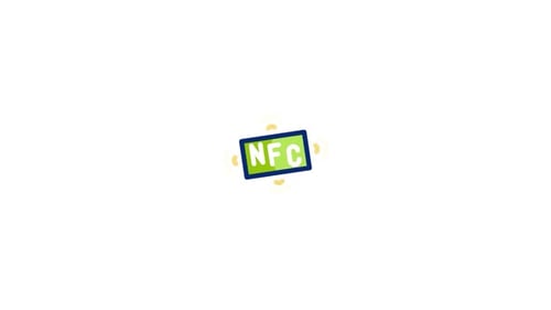 Animated Flat Design NFC Technology Icon with Pulsating Signal