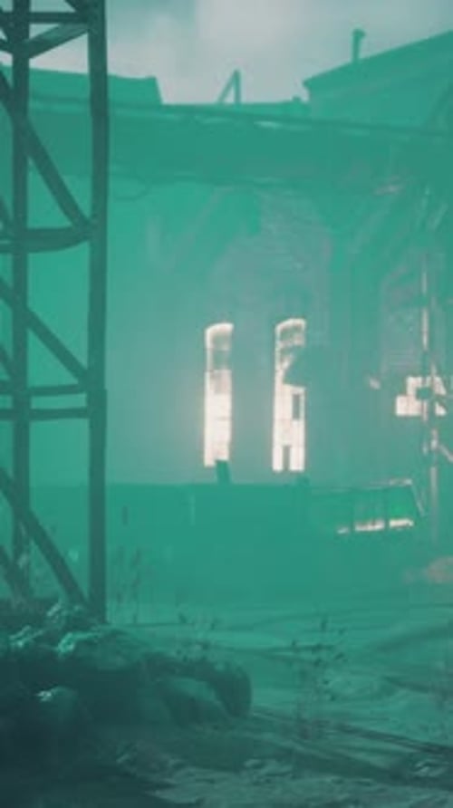 Dark Factory Warehouse Alley at Night