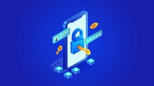 Modern Isometric Smartphone Digital Security Animation