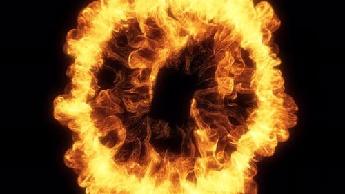Explosion circulaire ardente intense éclatant et se dissipant sur fond transparent