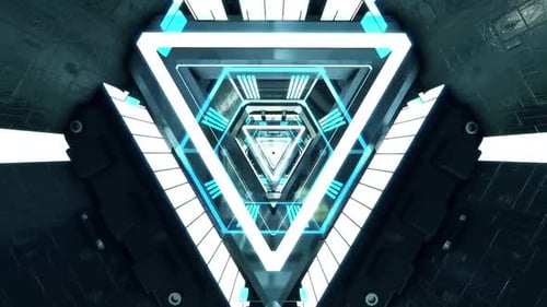 Futuristic Neon Tunnel with Geometric Patterns