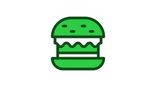 Animated Green Burger Icon Build Up and Breakdown