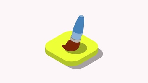 Animated Isometric Paintbrush Design Icon
