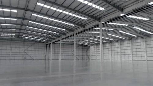 New Warehouse Interior View Showing an Empty Facility