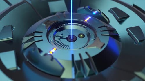 Glowing Futuristic Technology Device with Scanning Light Beam