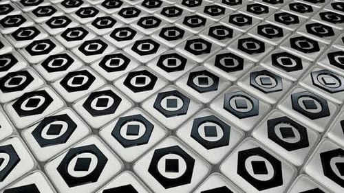 Luxury Background with Floating White Cubes, Reflection, Black Figures, 3D Render, Exclusive