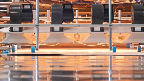 The Factory is Operating a Panel Pasting Machine