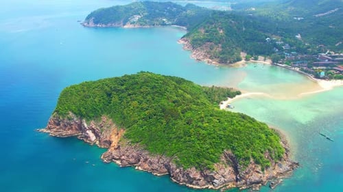 Tropical island and sandbar with stunning white sandy beaches