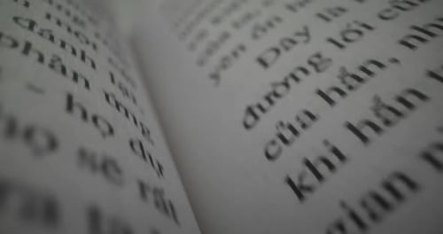 Close Up of Open Book with Text