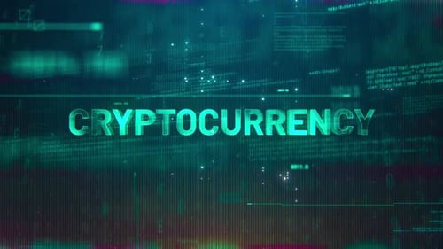Cryptocurrency Word On High Technology Futuristic Background