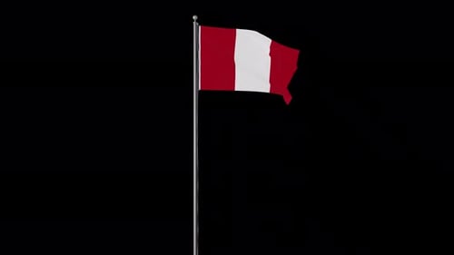 Realistic Peru National Flag Waving Animation on Pole