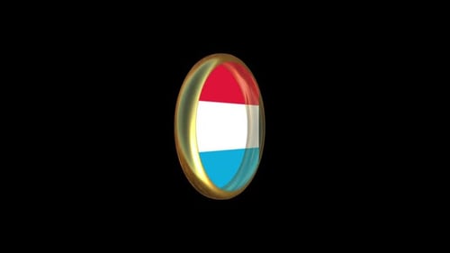 3D Spinning Flag of Luxembourg Golden Emblem