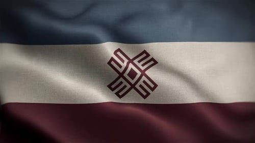 Textured Waving Flag Animation with Stylized Geometric Symbol