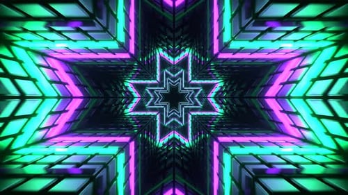 Purple And Turquoise Neon Cross Type Tunnel Background Vj Loop In 4K