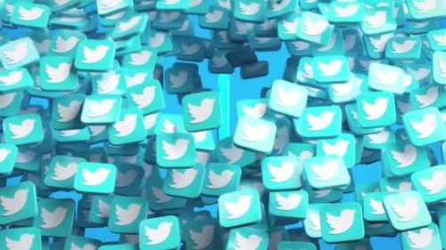 Twitter X Social Media Logo Reveal with Flying Icons