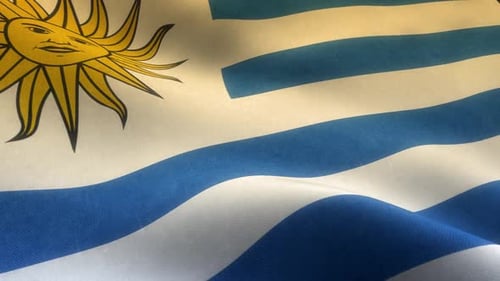 Realistic Waving Flag of Uruguay Loop
