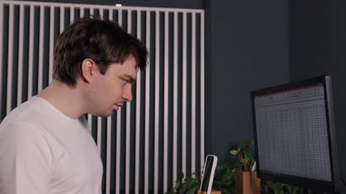 Coding Computer Man Document Desk View