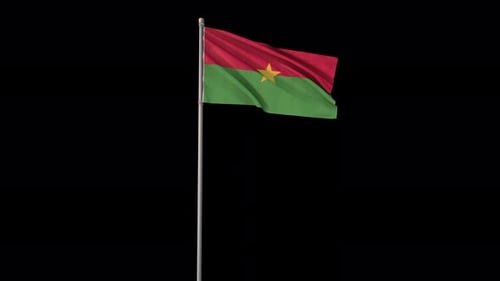 Burkina Faso National Flag Waving Seamlessly on Flagpole