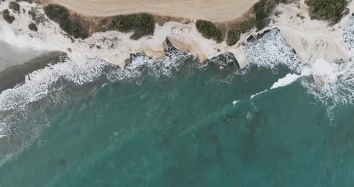 Aerial view of coastline and beach, Cyprus.
