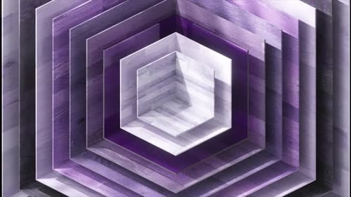 Purple Wooden Hexagonal Tunnel Rotating Clockwise Then Isolated on a Black Background with Purple