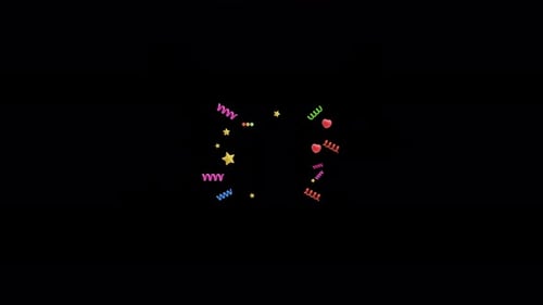Colorful confetti with stars and hearts 3d animation