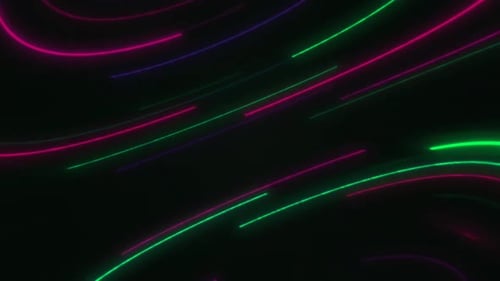 Different Colors Neon Light Lines Circular Motion Green Background