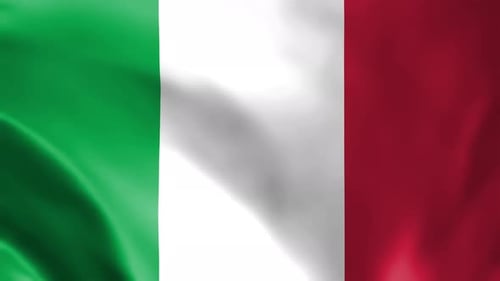 Italian Flag Waving in Realistic Fabric Motion Background