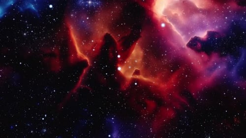 Kosmischer Hintergrund mit dunklem Nebel in Rot- und Blautönen